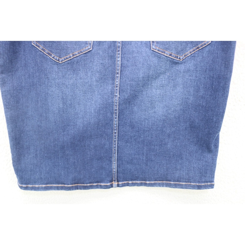J.Jill Denim Blue Jean Pencil Skirt-Size Large-Pockets-Dark Wash-Country - Picture 8 of 9